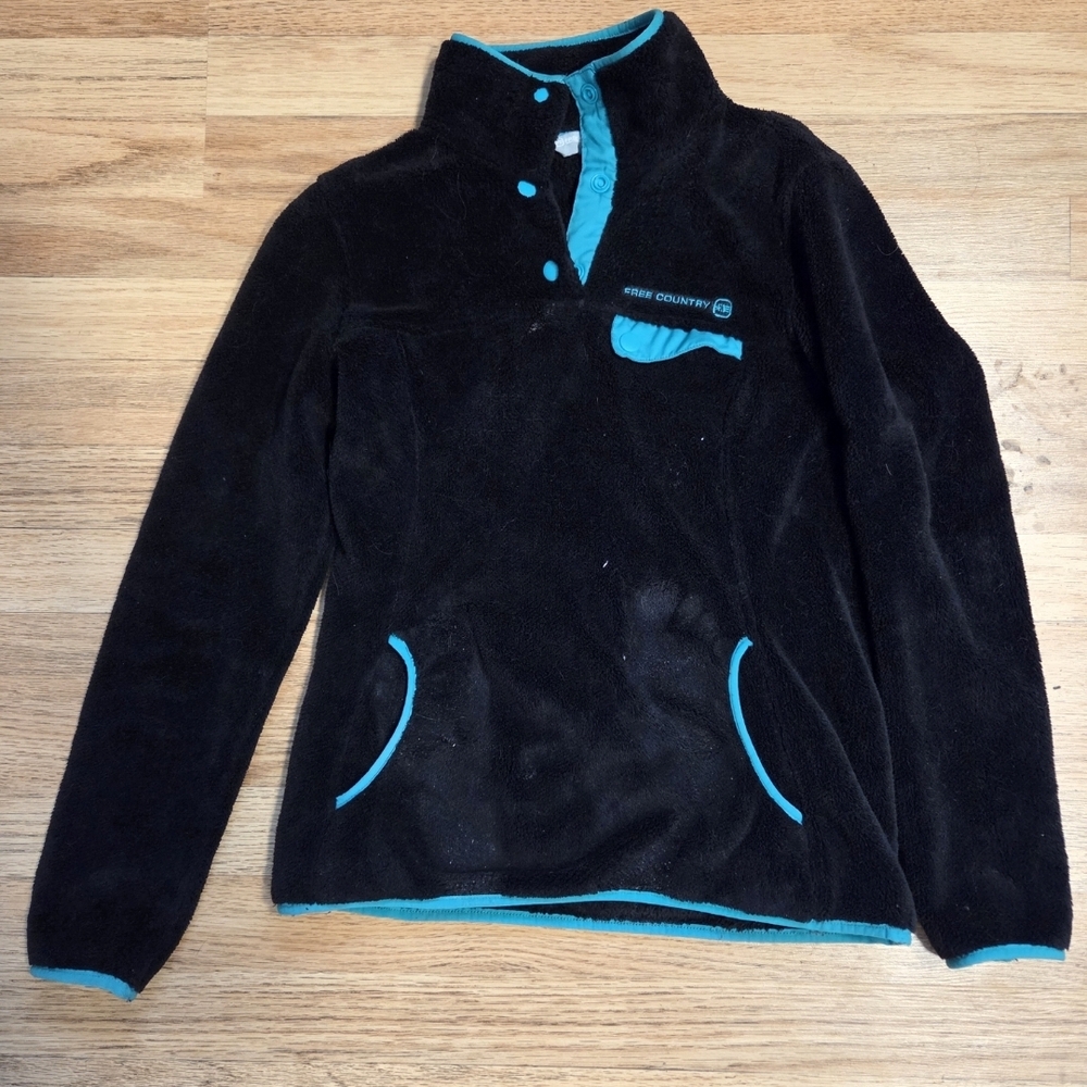 Free Country Black and Teal Fleece Jacket